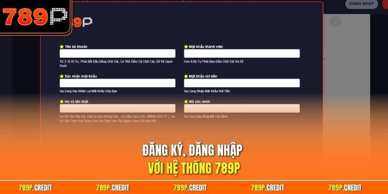 Đăng ký, đăng nhập với hệ thống 789P